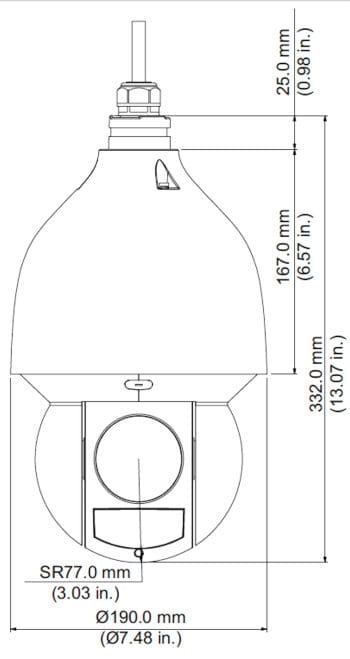 Dahua 5A445XANR - 4MP 45x IR Starlight PTZ Network Camera with Smart Motion Detection Dimensions