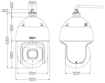 Dahua - 6AL445XANR - 4MP Starlight Network PTZ Camera with Analytics+ Dimensions