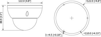 Dahua Technology Starlight Technology A52AM9Z 5Megapixel Outdoor HD-CVI Dome Camera with 2.7-13.5 mm Lens & Night Vision Dimensions