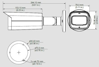 Dahua Technology A82AF53 8MP Outdoor HD-CVI Bullet Camera with Night Vision Dimensions