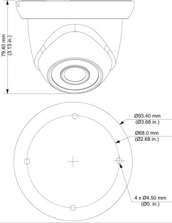 Dahua C544E42 HDCVI Security System, Four Cameras, Outdoor, 4 Megapixels, 2 TB Storage, Night Vision Dimensions (mm/in.) - 4 MP HDCVI Camera