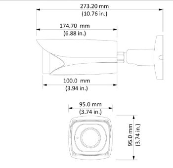 Upgrade your outdoor security with the Dahua Technology DH-IPC-HFW5831EN-Z5E. This 8MP 4K camera has night vision, audio, and a long-range Varifocal lens for crystal clear surveillance. With extreme temperature resistance and advanced features like True Day and Night IR, this IP camera is a reliable choice for any environment. Shop now and enjoy a resolution of 3840 × 2160 at 30 fps and IR LEDs for night vision up to 328 feet (99.97 m) Dimensions.