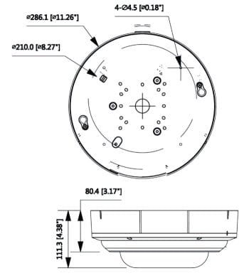 Dahua Technology DH-IPC-PDBW82041-B360-S2 20MP Outdoor 4-Sensor Network Dome Camera with Night Vision Dimensions