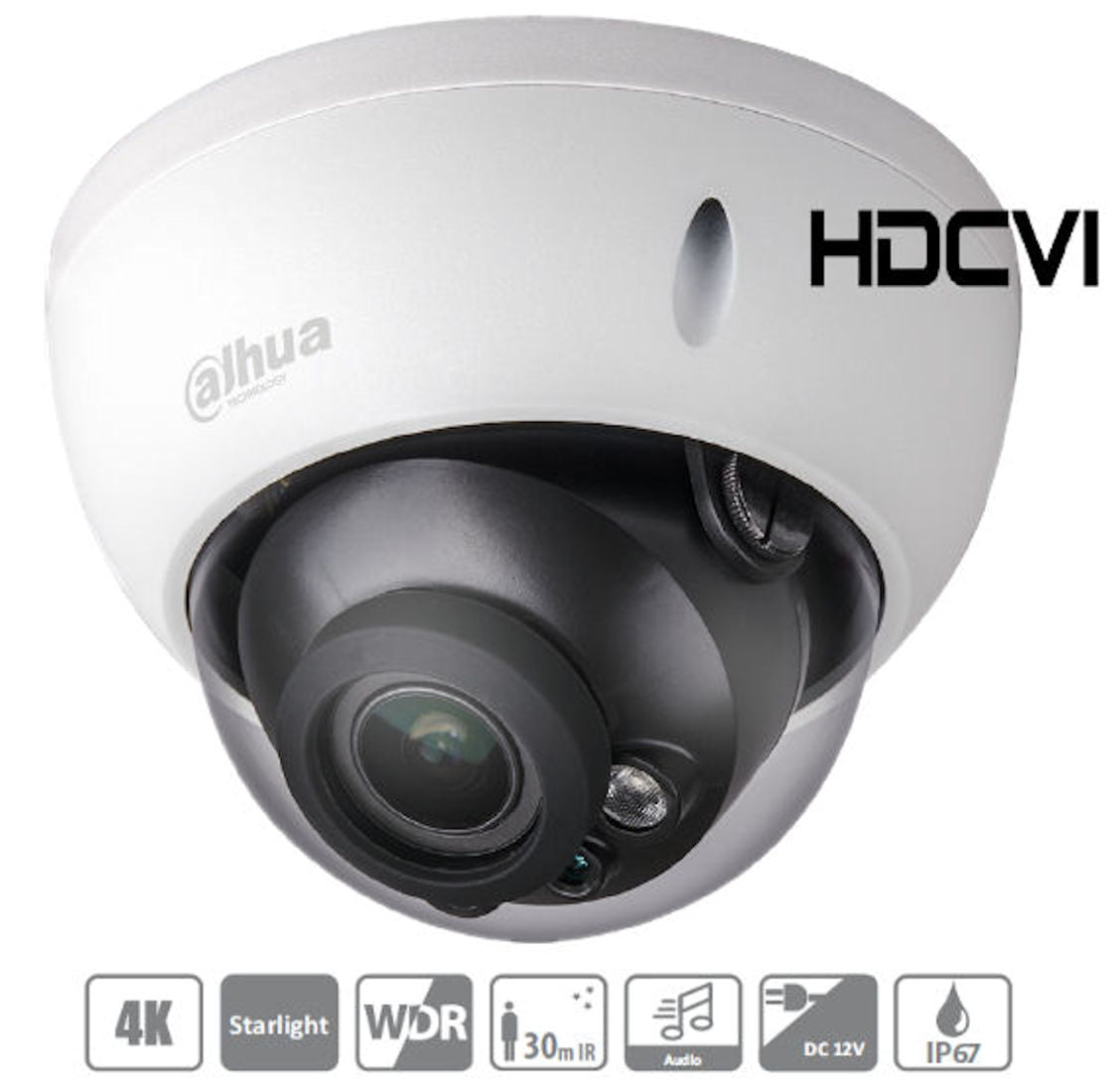 Dahua A82AM52 Pro-Series Starlight 4K HDCVI IR Dome Camera, 2.8mm Fixed Lens