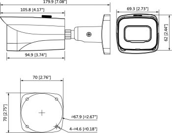 Dahua Technology Pro Series A52AB62 5Megapixel Outdoor HD-CVI Bullet Camera with Night Vision Dimensions