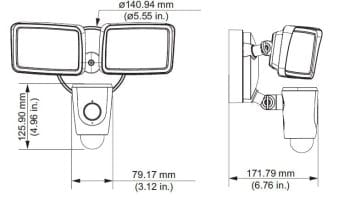 IPC-L26N Wi-Fi Floodlight Camera H.265 Active Alarm 2MP Network Wireless 2-Way Talk Smartphone Remote View and Playback IP65 Dimensions
