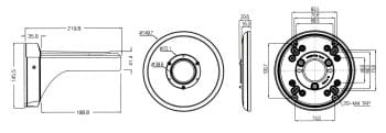 Eyemax DO-WB221 Slide-In Metal Wall Mount For 6" Dome Camera Dimensions