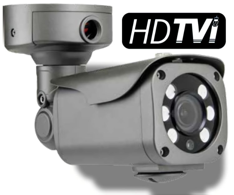 Eyemax TIR-2662V-B HD-TVI 1080p IR Bullet Camera. Featuring IP68 Ingress protection, 6 COB IR Bullet Camera, Varifocal Lens, DC 12V TVI (Transport Video Interface), 1/2.9” Sony CMOS, 2.8~12mm Auto-Iris Varifocal Lens, True Day and Night(ICR) DNR (Digital Noise Reduction) WDR (Wide Dynamic Range) AWB (Auto White Balance) SENS-UP.