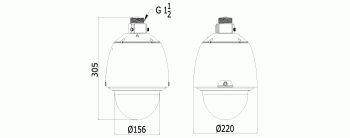 Eyemax TPT-A1230 HD-TVI 1080P 2Megapixel Outdoor Speed Dome Camera, 30x Optical Zoom Dimensions