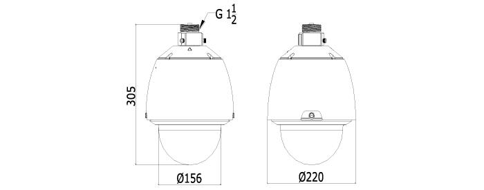 Eyemax TPT-A1230 HD-TVI 1080P 2Megapixel Outdoor Speed Dome Camera, 30x Optical Zoom Dimensions