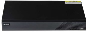 Eyemax TVST-TE2708, an 8-channel Pentabrid DVR compatible with various camera types and up to 12 total input channels. Record and display up to 8MP resolution with efficient H.265 compression. Remote viewing and control, multiple recording modes, and audio and alarm support make this a versatile choice for professional surveillance. Front View.