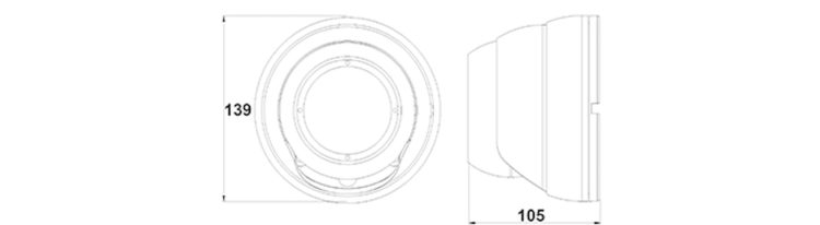 Eyemax UIB-1032V EX-SDI 1080p Eyeball IR Camera Dimensions