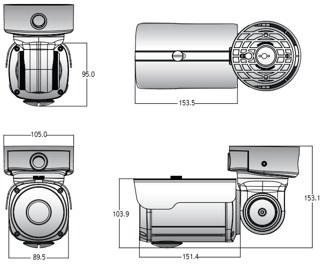 Eyemax UIR-M2344V-B 2 Megapixel 1080p IR Bullet EX-SDI Camera 2.8-12 mm Motorized Auto-Iris Varifocal Lens, 30 m Infrared, 12v DC, IP68, CVBS.