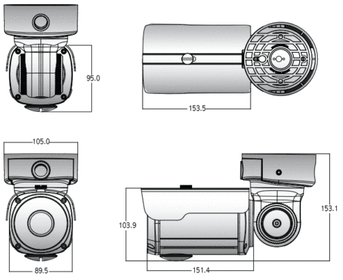 Eyemax UIR-M2342V-B 2 Megapixel 1080p IR Bullet EX-SDI Camera 2.8-12 mm Motorized Auto-Iris Varifocal Lens, 30 m Infrared, 12v DC, IP68, CVBS.