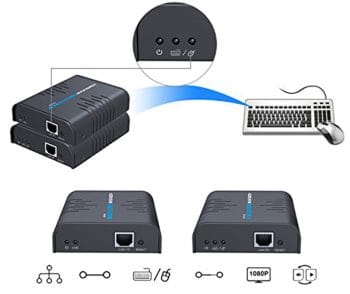 HA-EXT012B-KVM USB HDMI KVM Extender Over Single Cat 5/5E/6/7 Ethernet Cable  Signal Extension Up to 365 ft (111.25 m) USB Keyboard Mouse Support