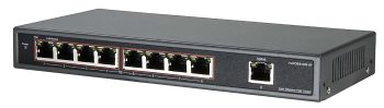 HA-PW1609-8P is an 8 RJ-45 10/100M/1000M Gigabit Switch With 8 POE Injector Voltage Range DC 48V IEEE802.3x Flow Control Left View