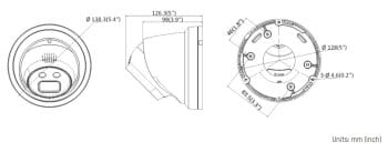 Hikvision AcuSense DS-2CD2346G1-I 4MP Outdoor Network Turret Camera with 4mm Lens Dimensions
