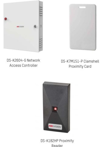 Secure your small business with Hikvision's DS-KIT2DRACP Access Control Kit. Includes Network Access Controller, Proximity Card Readers, and Cards.
