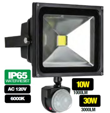 LEDVON OPC-FSL-AB1 10W 1000 luminous or 30W 3000 Luminous 6000K Cool White High brightness outdoor Black LED floodlight
