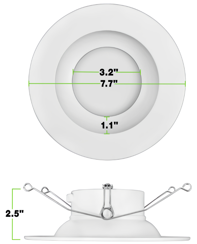 Ledvon OPC-DN6E-15 LED down lights. Energy-efficient, modern, and seamless, these recessed fixtures provide targeted illumination in Cool or Warm White. Save on energy costs and enjoy a longer lifespan compared to traditional bulbs Dimensions.
