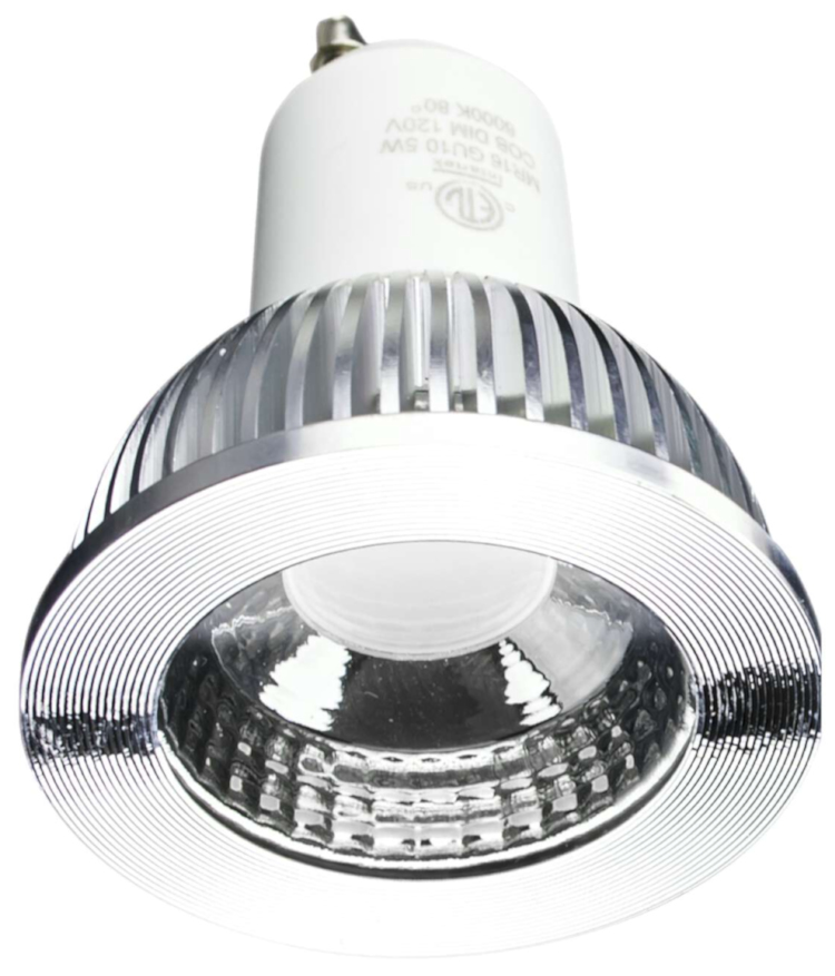 Ledvon OPC-MR16-GU10C LED bulbs, featuring COB technology and 5W power consumption. Fully dimmable and compatible with most dimmers, these GU10 replacements are perfect for spotlights. Get the best of both worlds’ energy efficiency and powerful illumination Bottom View.