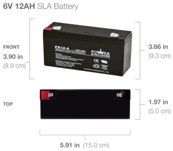 Power Kingdom BT-PS06V0120T2 6V 12Ah battery dimensions