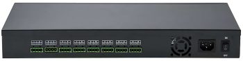 Protect your workstations and home entertainment equipment with our RA-TR-24A1620N UPS system. AC 100-240V, 16 outputs with PTC reset fuse and lightning protection Back View.