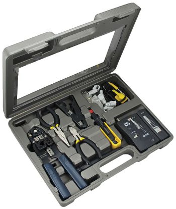 Securely hold and organize your networking tools with the compact STK-9810 termination kit. Perfect for professionals and amateurs alike, it includes a RJ11/RJ45 crimper, cable data tester, and more. Durable carrying case included. Get yours now!
