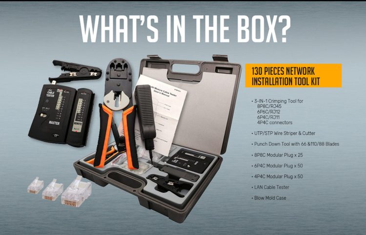 STK-982 130 PIECE Network Installation Tool Kit Content