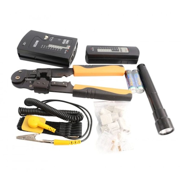 STK-9860N 50 Pieces Network Tool Repair Kit, Ethernet LAN Cable Tester Computer Maintenance Coax Crimper Tool for RJ-45/11/12 Cat5/5e with Connector Accessories and Socket Set Contanet