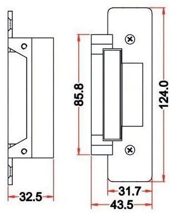Secure Your Door With DA-BR-125100 Stainless-Steel Electric Strikes Easy to Install Reliable and Safe Unlock Your Door With The Push of A Button Dimensions
