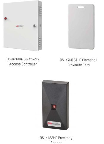 Secure your small business with Hikvision's DS-KIT4DRACP virtual Access Control Kit. Includes Network Access Controller, 2 Card Readers, and Card Pack.