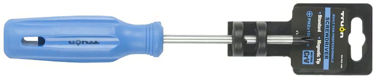 TO-SD-PH2-100 Phillips Head Screwdrivers: Chrome Vanadium Steel, Soft Compound Rubber Handle, Magnetic Tip, Black Hardened Tip, Hole in Handle For Easy Storage, 100 mm Length.