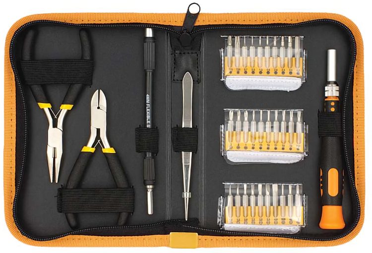 TO-STD-5835 35-Piece Multipurpose Precision Screwdriver Set Has Everything You Require for DIY Projects Needle Nose Pliers, Diagonal Cutters, Flexible Shaft, Tweezers, And More. Comes With a Durable Zippered Storage Case.