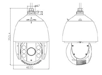 Eyemax TPT-IR-A1230 HD-TVI 1080p(2MP) Outdoor Infrared PTZ Speed Dome Camera Dimensions