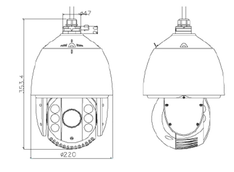 Eyemax TPT-IR-A1230 HD-TVI 1080p(2MP) Outdoor Infrared PTZ Speed Dome Camera Dimensions