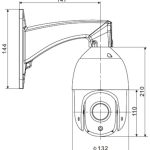 TPT-IR-B2410 4 in 1 TVI, AHD, CVI, 960H 1080p Outdoor IR PTZ Camera with x10 Optical Zoom, IP66, DC 12V Wall Mount Dimension