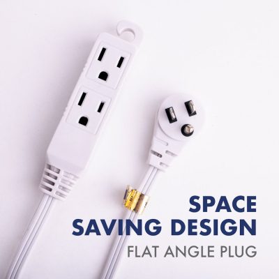 TR-EC1606AUL 6 ft (1.83 m) Extension Cord, Wire, 3 Prong Grounded, 3 outlets, Angled Flat Plug, White Space Saver