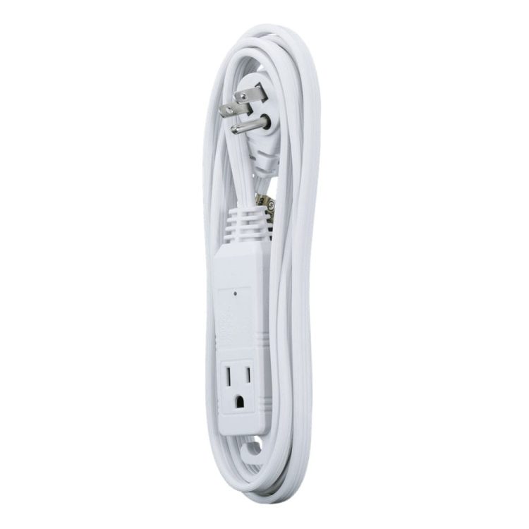 TR-EC1608AUL 8 ft (2.44 m) Flat Plug Extension Cord, Basics Indoor 3 Prong Grounded Wire