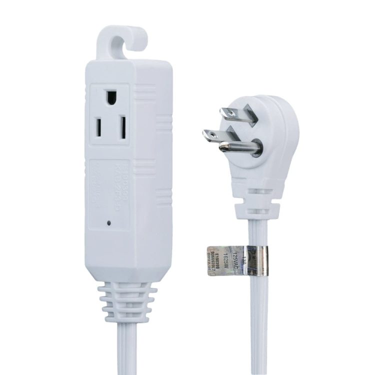 TR-EC1608AUL 8 ft (2.44 m) Flat Plug Extension Cord, Basics Indoor 3 Prong Grounded Wire Boxed Plug