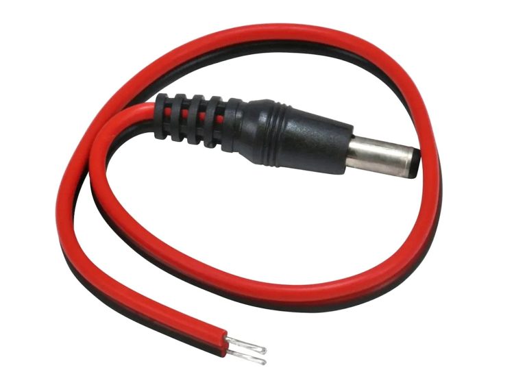 TR-PIGTAIL DC 2.1 × 5.5mm Male Power Plug Pigtail for CCTV Security Systems.