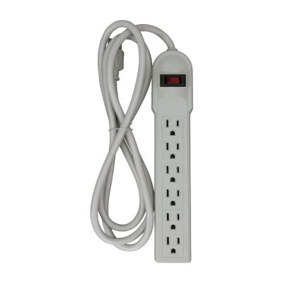 TR-PS09S-6 POWER 6 OUTLET, 6ft (1.83 meters) cord Power Strip With Surge Protection No Box Front View