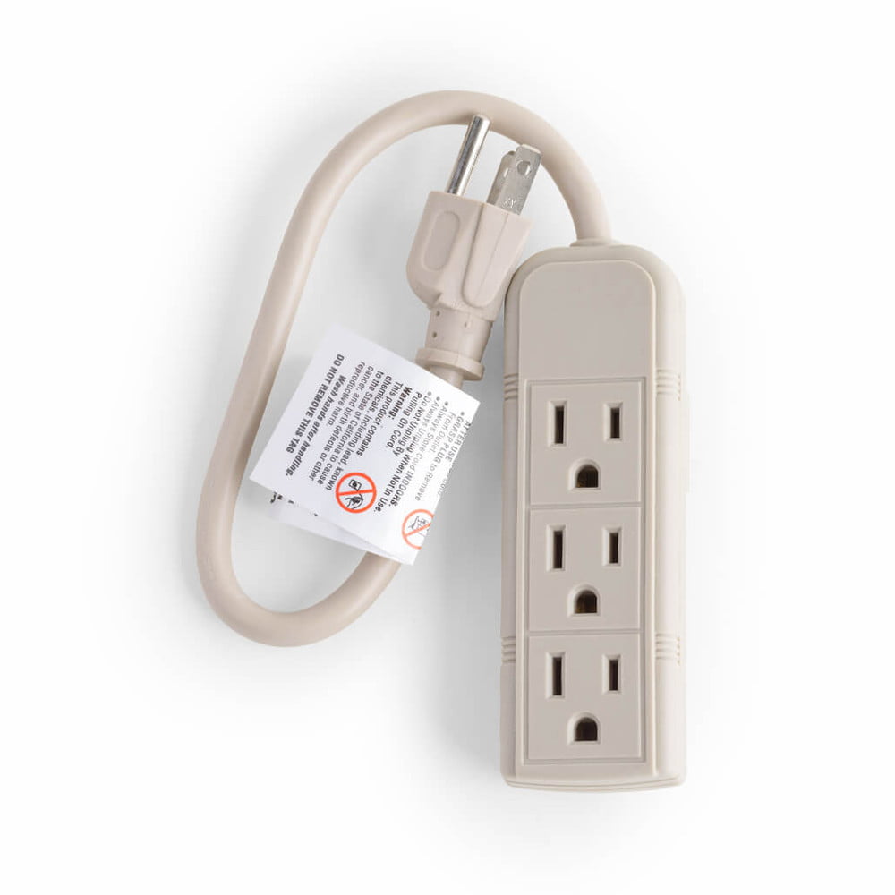 TR-PS28E POWER 3 OUTLET, 1ft (30.48 cm) cord Power Strip, ETL Listed Front