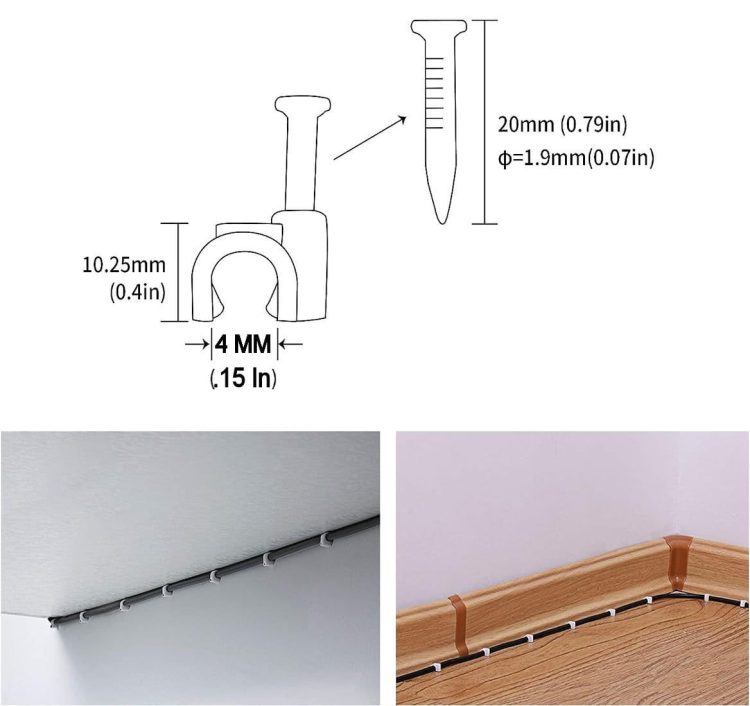 TW-HKCTH4 Hook Cable Clips with Nail 4 mm 100 pcs pack.