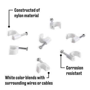 TW-HKCTH5 Hook Cable Clips with Nail Cable Clip 5 mm pack 100 pcs