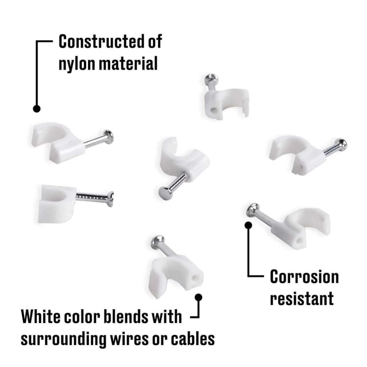 TW-HKCTH5 Hook Cable Clips with Nail Cable Clip 5 mm pack 100 pcs