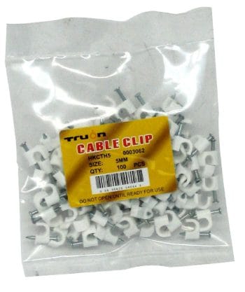 TW-HKCTH5 Hook Cable Clips with Nail Cable Clip 5 mm pack 100 pcs