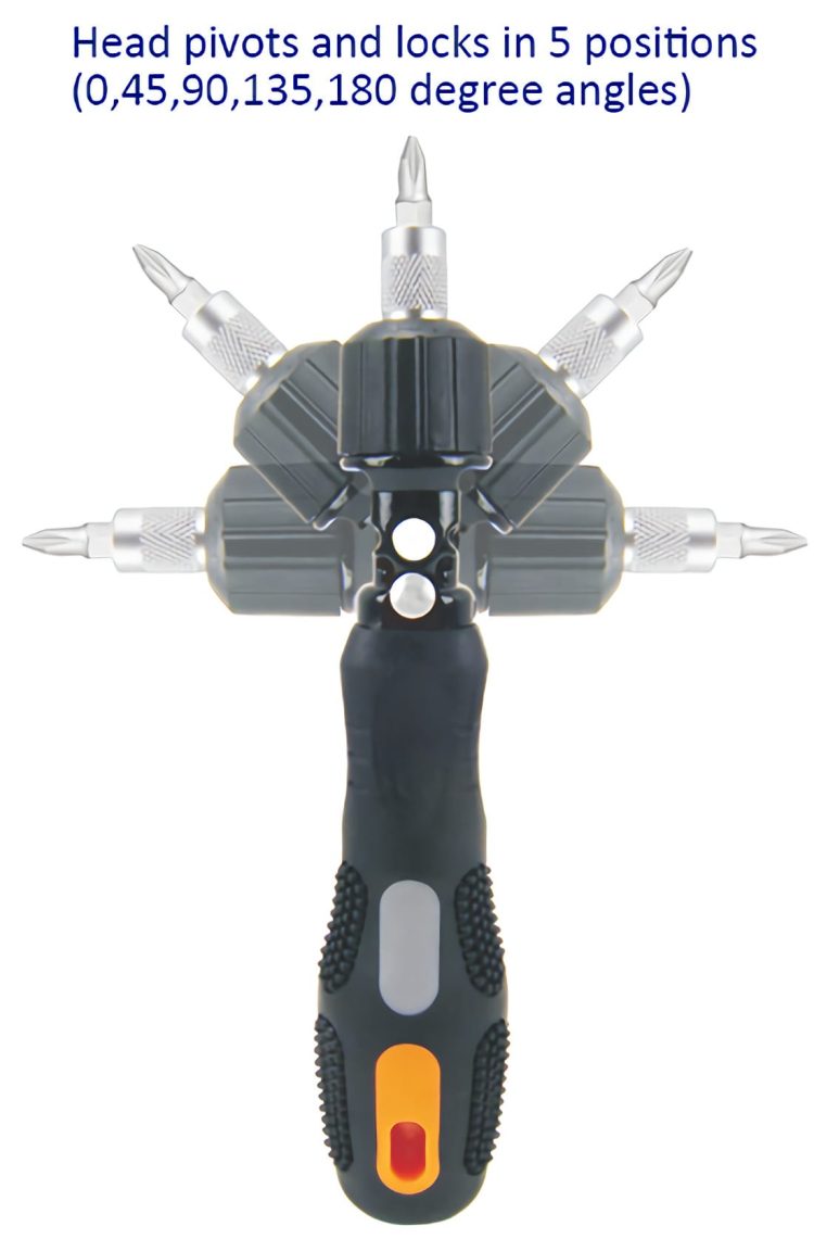 Tackle tough jobs with ease! The TO-STD-6520 Ratchet Screwdriver and Socket set has a high-torque 3-way reversible ratchet adjustable head and soft easy grip handle. Get it now 180° adjustable