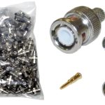 Telpix TB1104 BNC connectors. Made for RG59 coaxial cable, these high-grade connectors ensure a solid and lasting connection for your surveillance needs. Easy to use and trusted by professionals, get 100 pieces now!