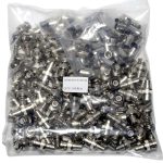 Telpix TB1104 BNC connectors. Made for RG59 coaxial cable, these high-grade connectors ensure a solid and lasting connection for your surveillance needs. Easy to use and trusted by professionals, get 100 pieces now!